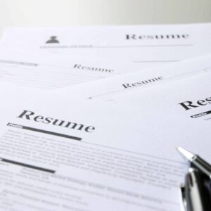 Photo of resumes on a table