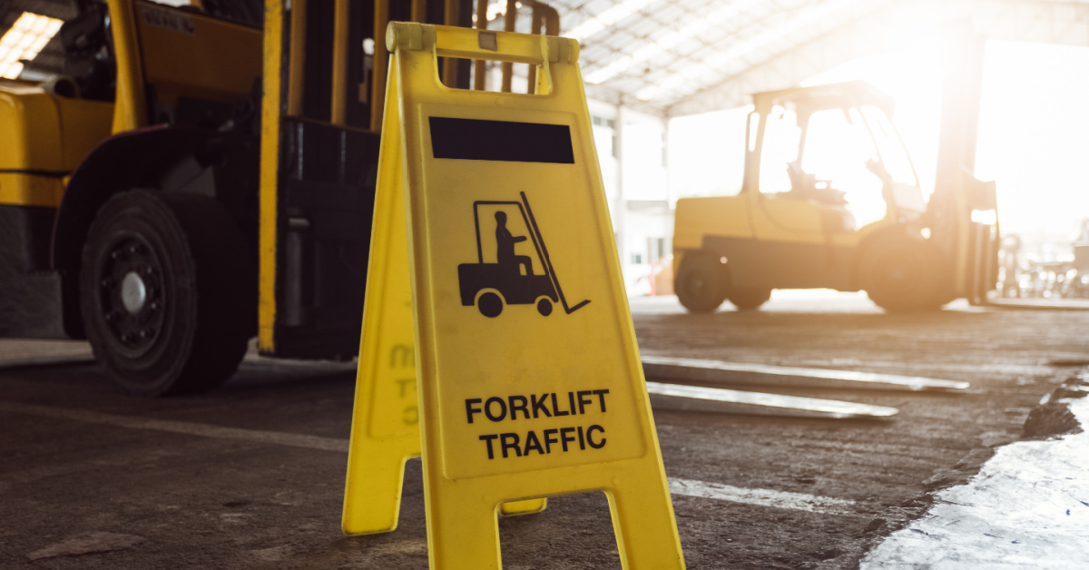 Photo of caution forklift sign