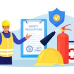 Illustration OSHA. Occupational Safety and Health Administration. Work Safety Regulations.