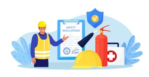 Illustration OSHA. Occupational Safety and Health Administration. Work Safety Regulations.
